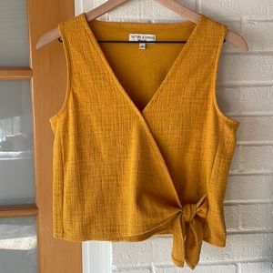 Texture and Thread Marigold Tank w/ Bow